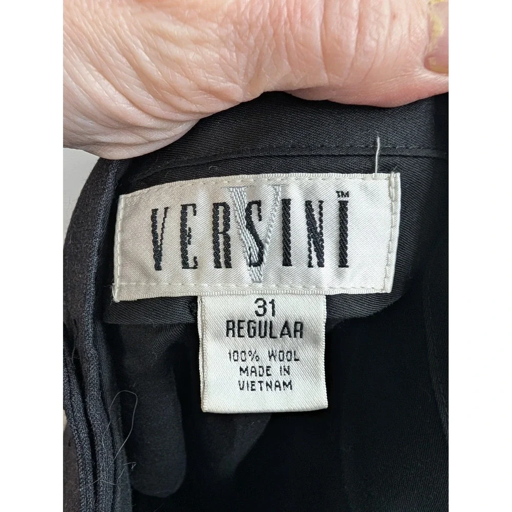 Versini Pleated Dress Pants Mens Charcoal Gray‎ 100% Wool Cuffed - Size 31